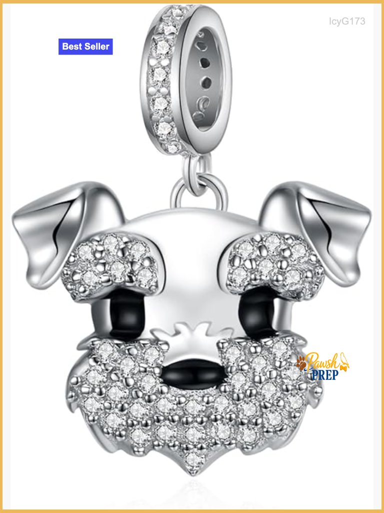 S925 Sterling Silver Schnauzer Dog Charm For Bracelet